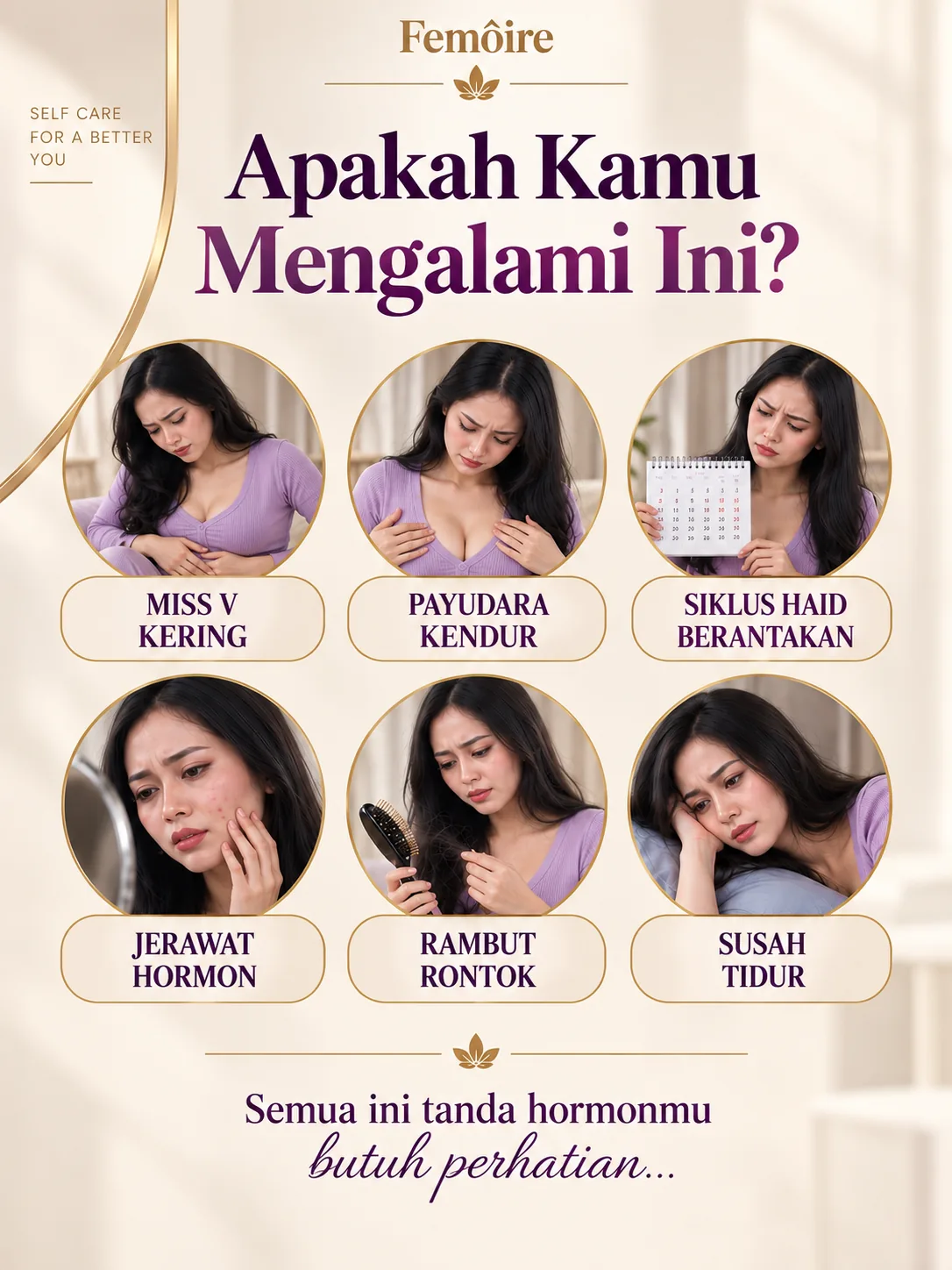 Apakah kamu mengalami ini? Miss V kering, payudara kendur, siklus haid berantakan, jerawat hormon, rambut rontok, susah tidur.